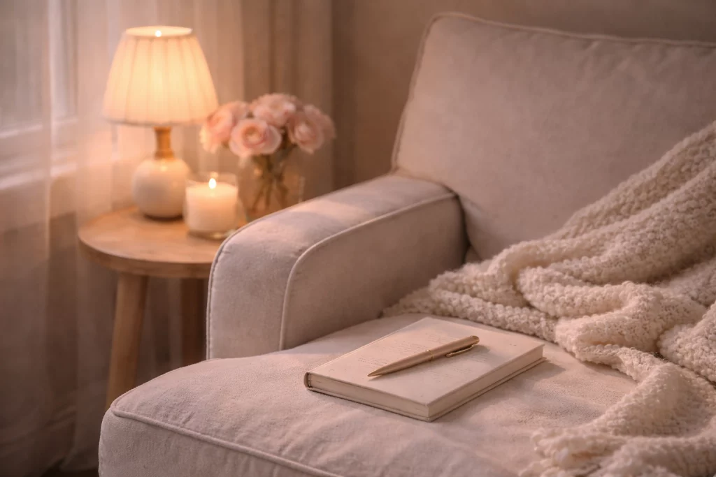 Quiet, cozy space for rest and emotional self-care